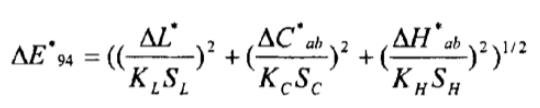 CIE94色差公式計算式